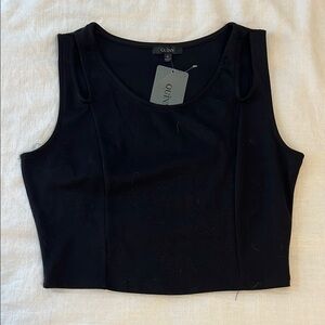 Quinn Black Fitted Crop Tank Top